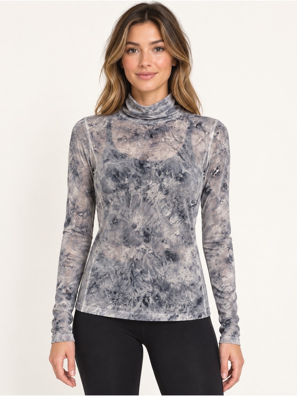 Lululemon Sheer Thrill Mock Neck Long Sleeve Marble Gray Size 6